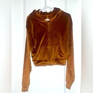 Skims velour copper cropped hoodie